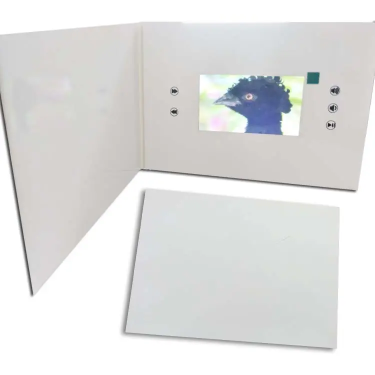 Proveedores de tarjetas de felicitación de vídeo LCD personalizadas, tarjeta de felicitación de vídeo con pantalla LCD TFT de 7 pulgadas, folleto digital para márketing