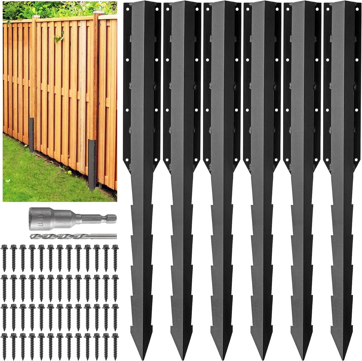 Kit di riparazione per palo di recinzione 12 Gauge Steel 4x4 supporto in metallo per palo di recinzione in legno rotto inclinato di riparazione