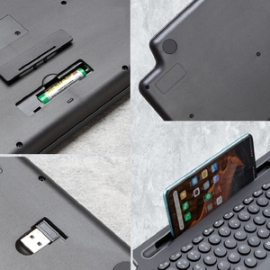 Wireless <strong>Keyboard</strong> With Card Slot Bracket Mini <strong>Computer</strong> <strong>Keyboard</strong> for Phone Tablet - Product Image 3