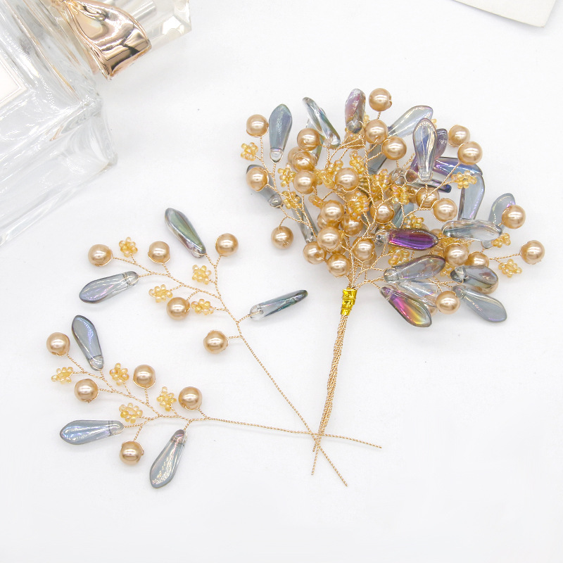 Épingle à cheveux en fil de cuivre avec perle en forme de goutte de champagne, Style 1