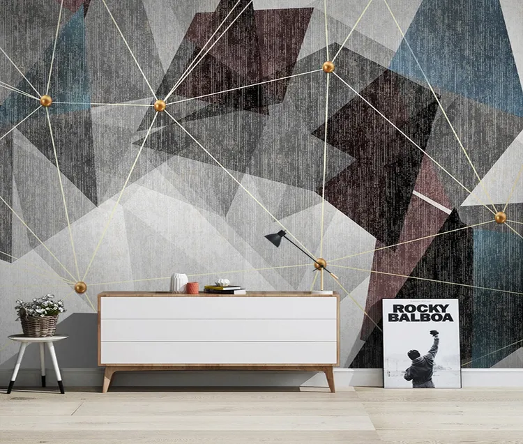 Papel de parede adesivo nórdico de decoração, mural de parede 3d de luxo de papel de parede geométrico