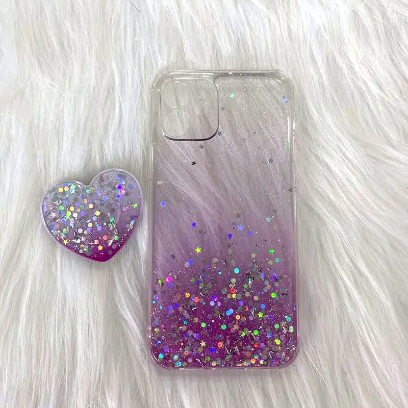 Melhor compra personalizada capa de celular epóxi glitter para samsung galaxy s 8, s 9 com suporte de telefone de coração on-line