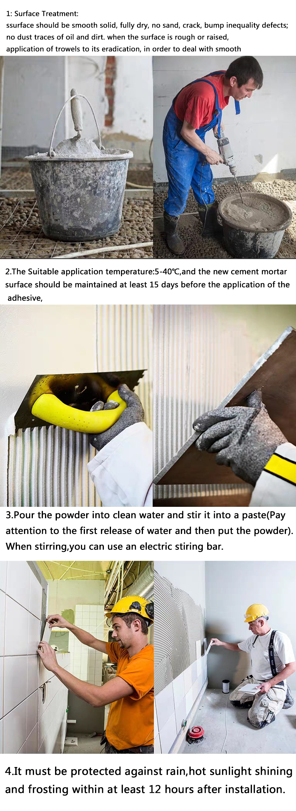 Factory direct sales waterproof tile cement powder adhesive for all tiles or stone adhesive