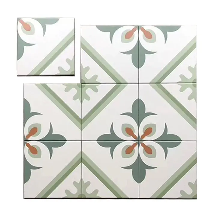 Baldosas con flores 20x20 Porcelana encáustica Azulejo de losa de cerámica esmaltada para faceta de mesa