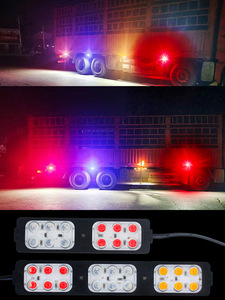 ไฟ LED 18ดวง DC12V/24โวลต์12 LED 18ดวงไฟกระพริบสีแดงและสีน้ำเงินไฟสัญญาณเตือนรถบรรทุกและรถจักรยานยนต์ - Product Image 6