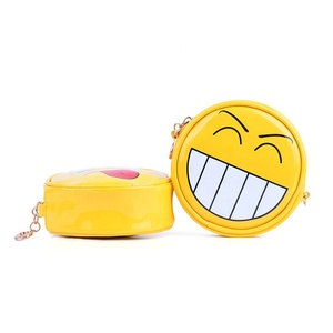 かわいい小さなポケット財布ラウンドイエローPVCイヤホン式プリントコインキーバッグ - Product Image 2