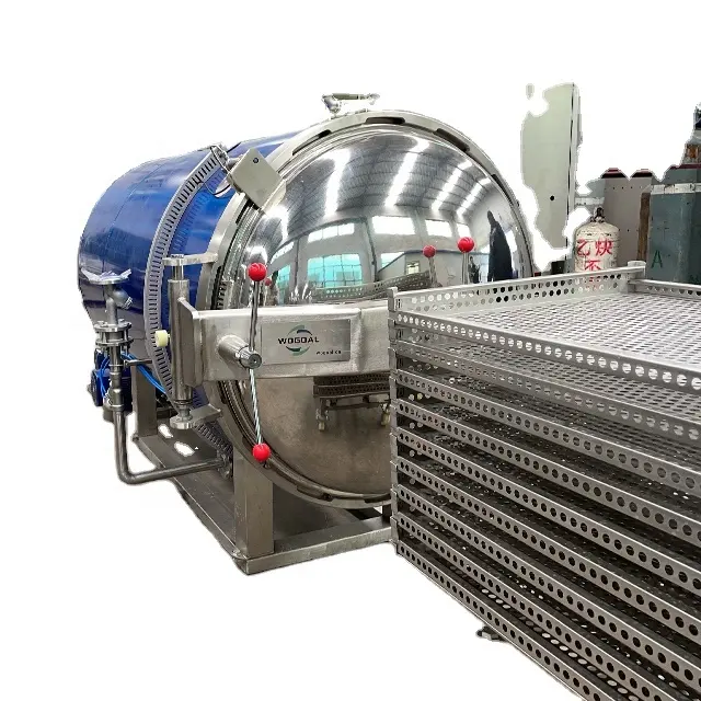 Máquina de retorta de alimentos orizontal, esterilizador de presión giratorio para latas, autoclave