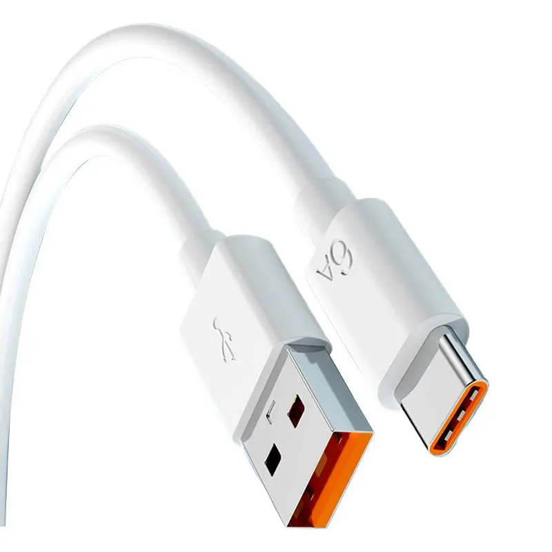 Kabel Pengisian Daya USB C 1M 66W 6A Super Cepat untuk Kabel Data Samsung \/Huawei \/Xiaomi \/MacBook/MateBook Tipe C