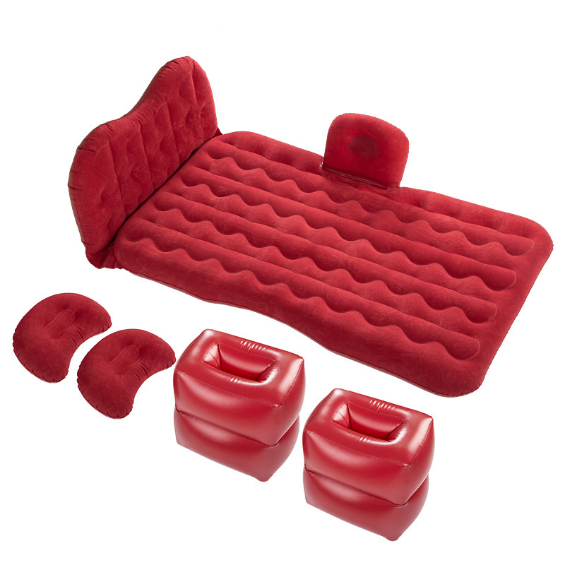 Appui-tête rouge vin avec tabouret de rangement à motif ondulé