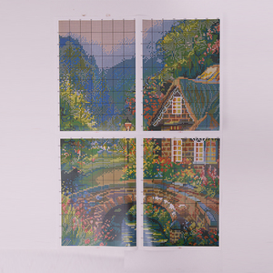 Thả Vận Chuyển <span class=keywords><strong>Cross</strong></span> <span class=keywords><strong>Stitch</strong></span> Nhà Bông Chủ Đề Sơn DIY Bộ Dụng Cụ Vá Thêu Phong Cảnh Trang Trí Nhà - Product Image 3