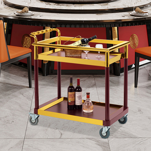 Lüks çift katmanlı Metal servis arabası servis arabası içecekler iç<span class=keywords><strong>in</strong></span> çay kahve likörü şarap otel ve restoranlarda