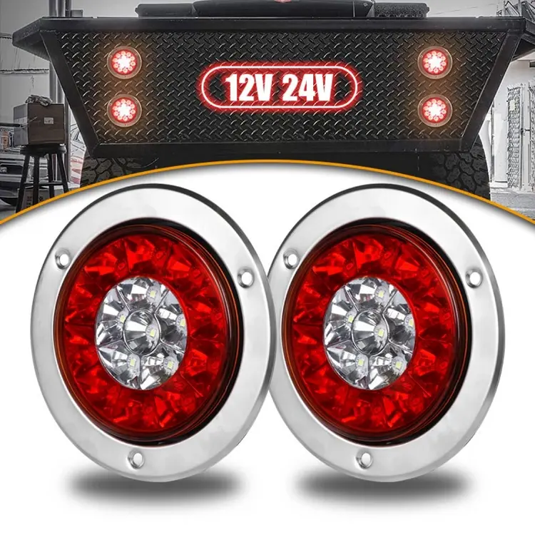 Luces LED de freno para coche y camión, iluminación trasera de señal de giro de 4 pulgadas, 16 LED, rojo/ámbar, para camioneta 4x4, 12V y 24V