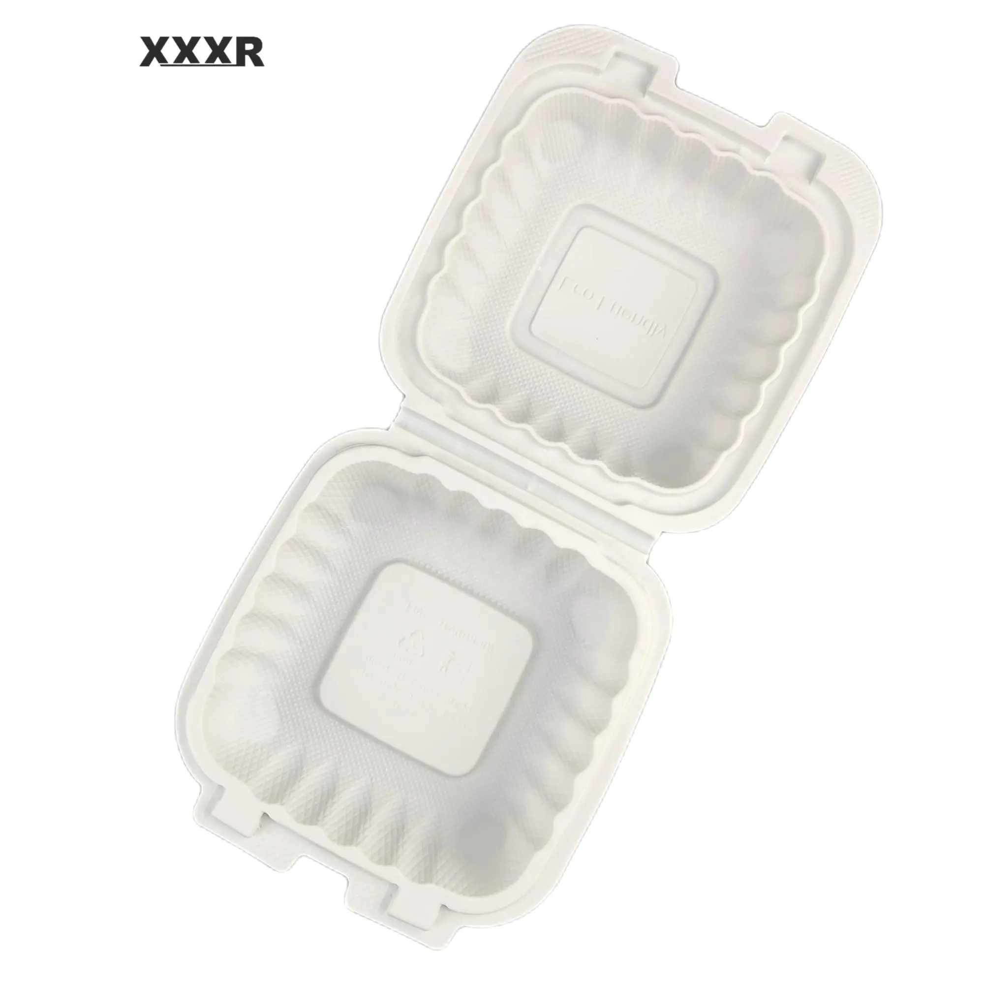 Hinged Plastic Containers 6 inch Square Plastic Takeout Boxes,Disposable Clamshell Food To Go Container