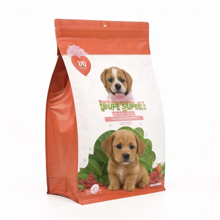Stand Up Pouch Flat Bottom Resealable Pet Food Packaging 5kg 10 lb Side Gusset Bag Dog Pet Food Packaging Bag