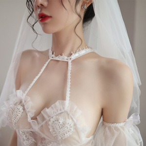 Romántico estilo francés <span class=keywords><strong>XXL</strong></span> uniforme de novia lencería <span class=keywords><strong>sexy</strong></span> transparente para niña con bordado de encaje y traje de falda de princesa esponjosa