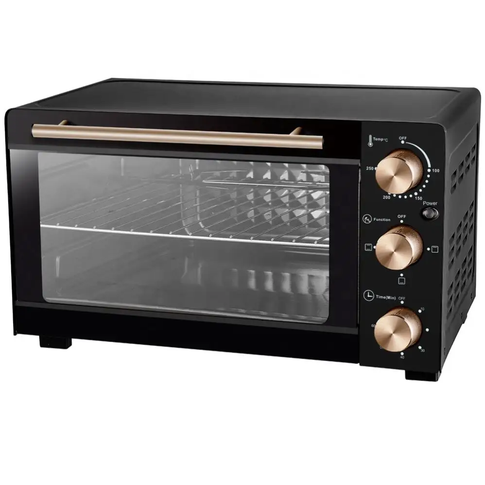 Horno tostador multifunción de 21L, horno para hornear pizza con encimera, temporizador de 60 minutos, con anillo de campana