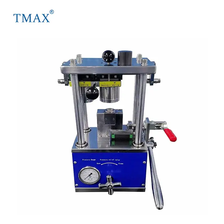 TMAX 브랜드 수동 유압 실험실 실린더 배터리 크림 퍼 씰링 기계 18650 셀
