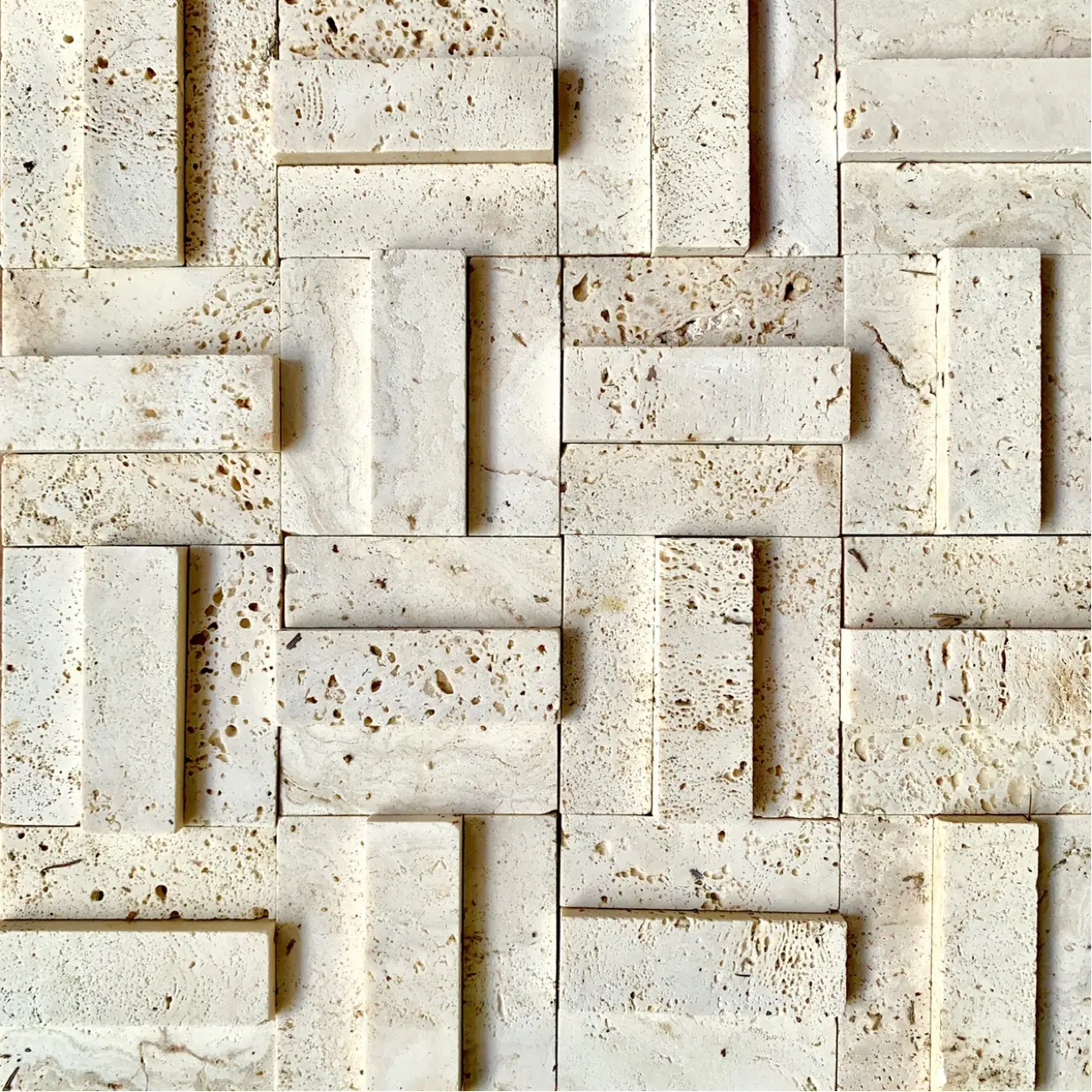 Telhas mosaico de parede para cozinha, pedra mosaico de travertine bege direto de fábrica para cozinha