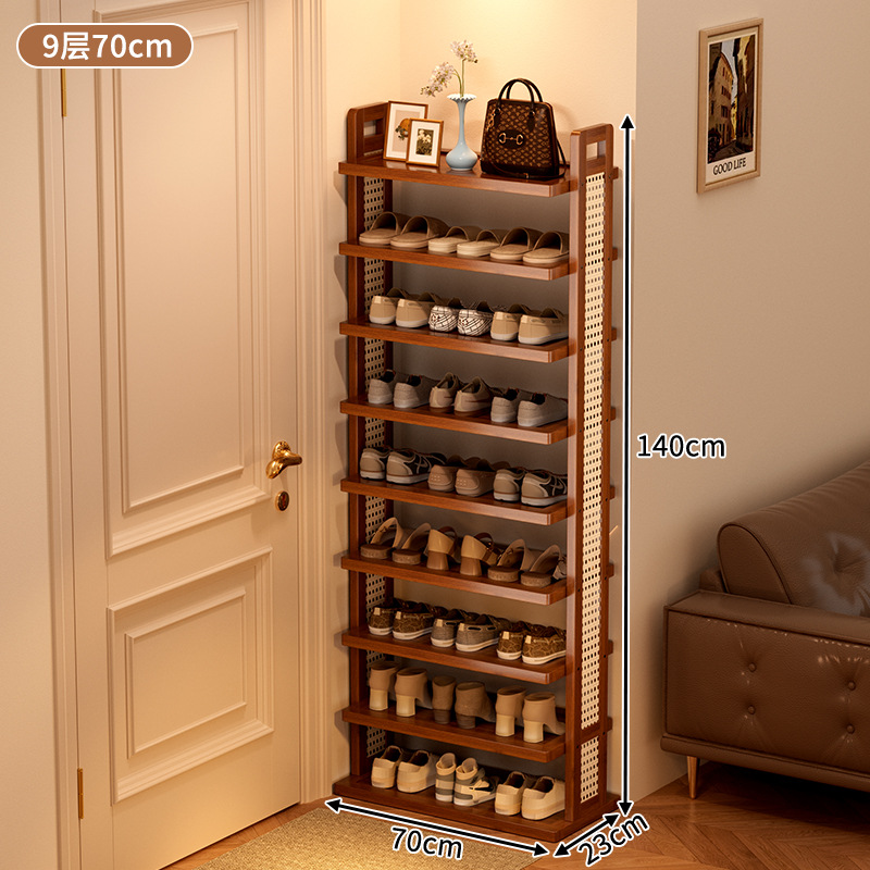 Simple brown shoe rack, nine tiers, 70cm long