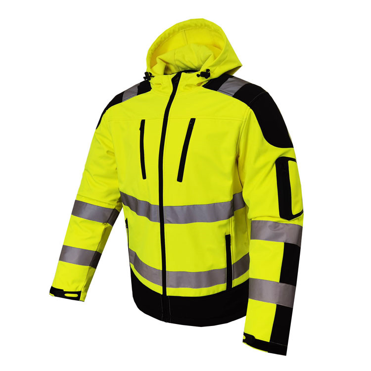 2022 OEM design EN2047 safety workwear men's winter windbreaker jackets men hoodie jacket mens softshell jacket