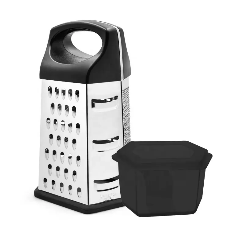 New design stainless steel 6 sided grater with container vegetables ginger cheese grater kitchen tools