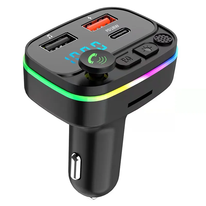 Transmisor FM inalámbrico para coche reproductor de MP3 PD20W carga rápida cargador de coche Usb Dual llamada manos libres BT V5.3 modulador cargador de vehículo