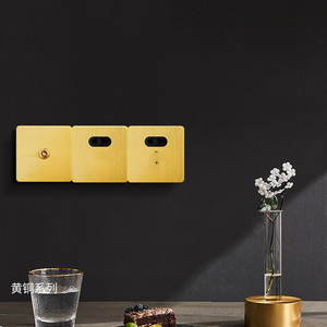 Interruptor de palanca de luz de pared de palanca de latón Vintage 1-4 Gang 2 vías oro control simple/doble enchufe USB DE LA UE con Panel de acero inoxidable - Product Image 4
