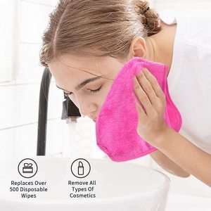 4 Count Microfiber Makeup Remover Cloths <strong>Fast</strong> <strong>Drying</strong> Reusable <strong>Face</strong> <strong>Towels</strong> for Women Soft Solid &amp; Square Round Patterns - Product Image 5