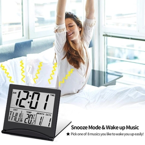 Digitaler Reise wecker Batterie betriebener faltbarer Kalender & Temperatur & Timer LCD-Uhr mit Schlummer modus - Product Image 3