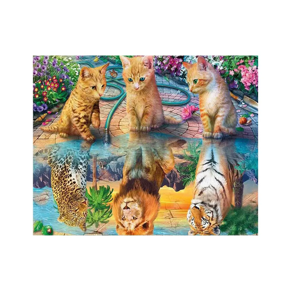 卸売3D猫犬ダイヤモンド絵画動物絵画装飾ダイヤモンド壁風景絵画