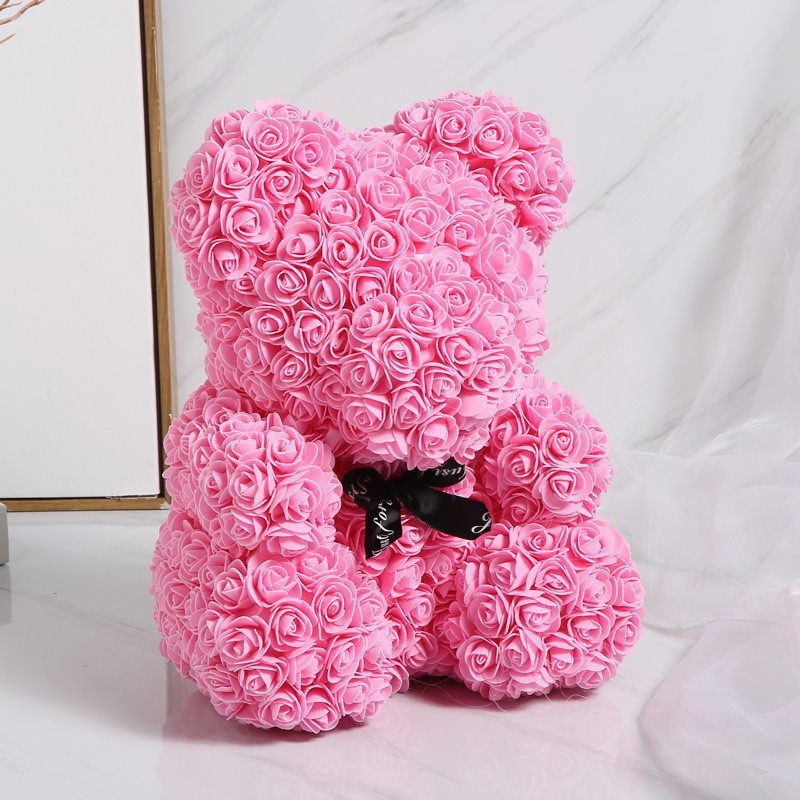 Ours rose taille 5 25cm+coffret cadeau+lumière