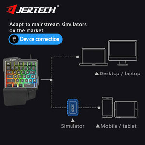 JERTECH GK10 mini colorido retroiluminado adecuado para teléfono computadora con cable USB teclado de mano izquierda teclado de juego de una mano para móvil - Product Image 2