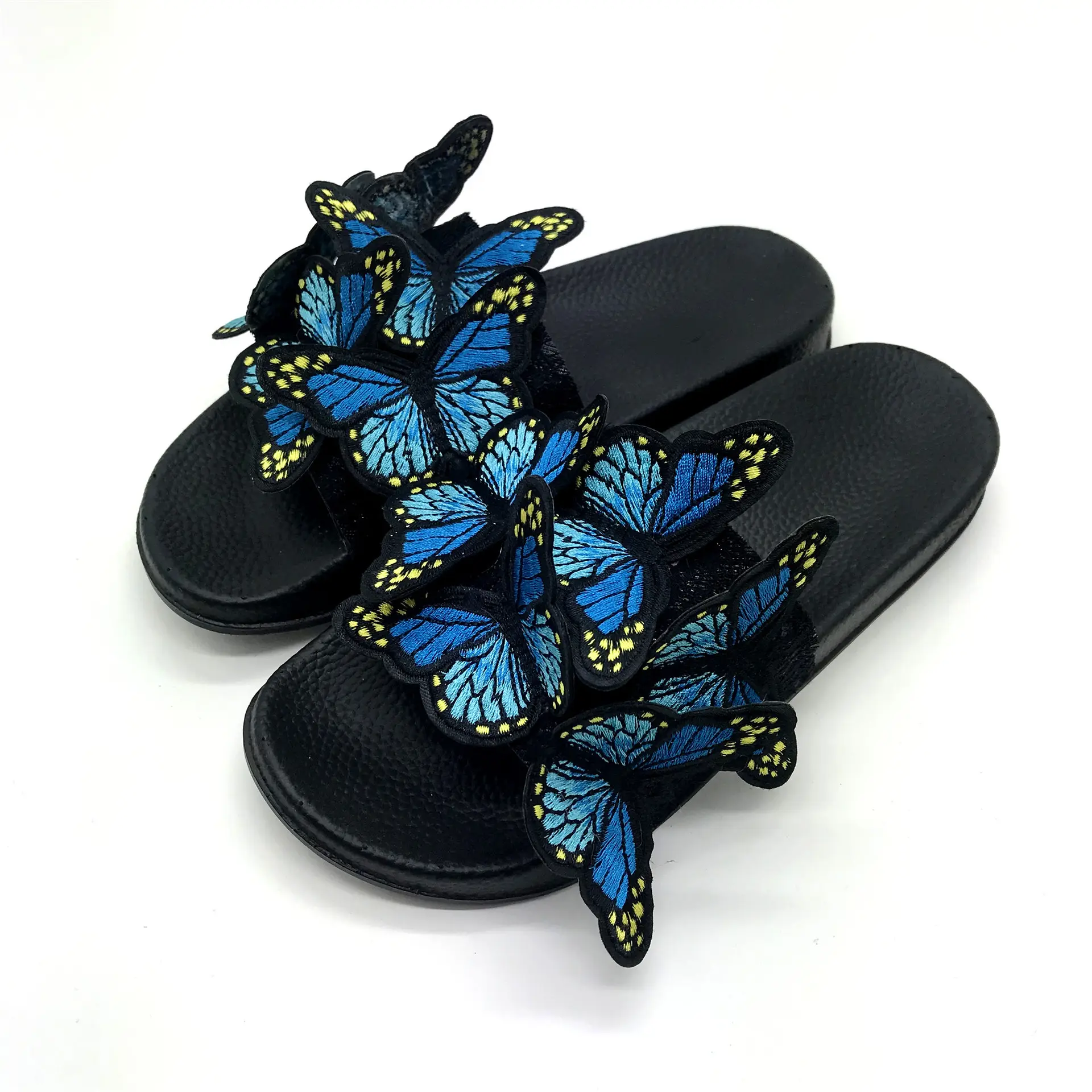 Mengxian Craft ricamo 3d Butterfly Ladies Sandals Designer Slides infradito pantofole per le donne