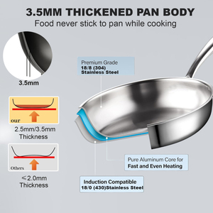 Hot Bán Chuyên Nghiệp 3.5Mm Dày Chất Lượng Cao Chảo Phụ Kiện Nhà Bếp Thép Không Gỉ Không Tráng 28Cm Vòng Khuấy Chảo - Product Image 6