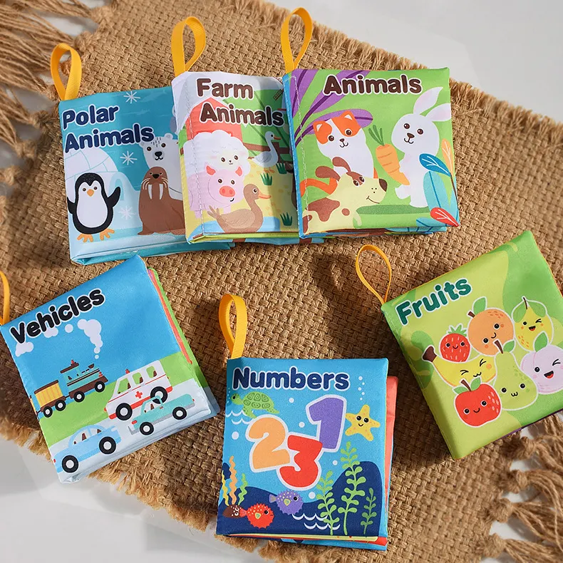 Libro de tela suave para bebés, tela de aprendizaje, sonajero táctil, juego educativo preescolar, juguetes de papel con sonido para bebés de 0 a 36 meses