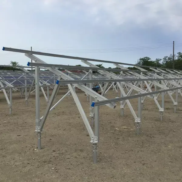 Universal solar pv panel aluminum ground mounting system structure with ground screw foundation