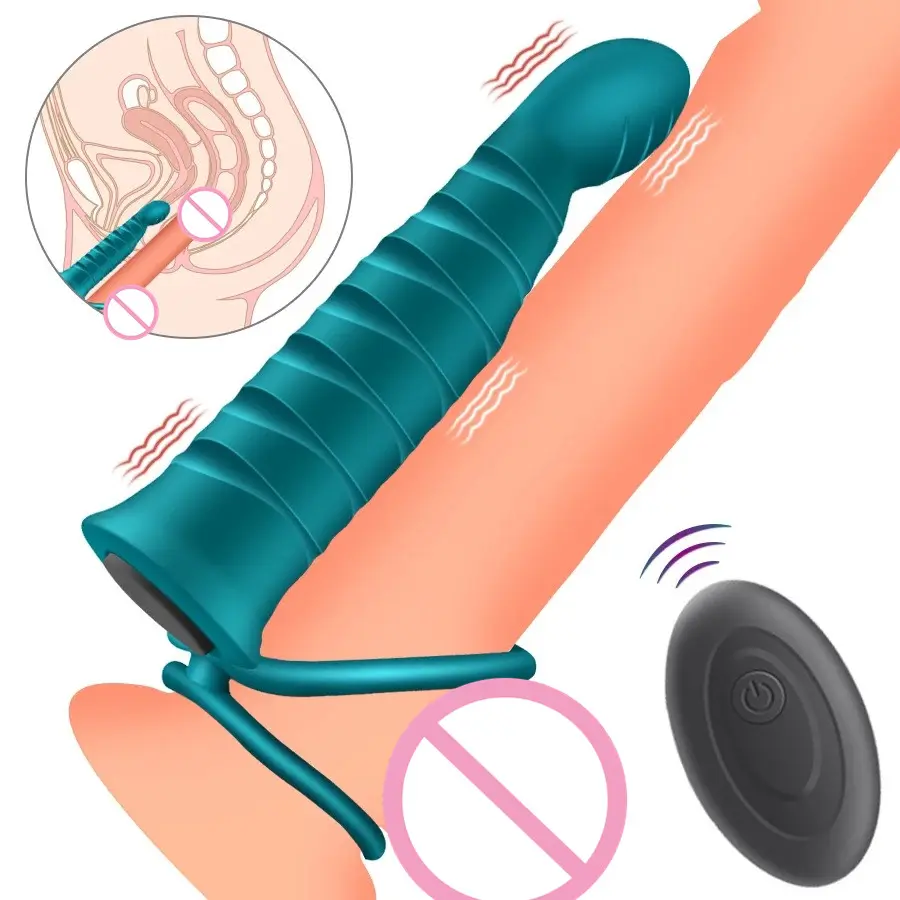 Vibratore a doppia penetrazione giocattoli sessuali per coppie Strapon Dildo vibratore cinturino sul pene giocattoli sessuali per donna uomo