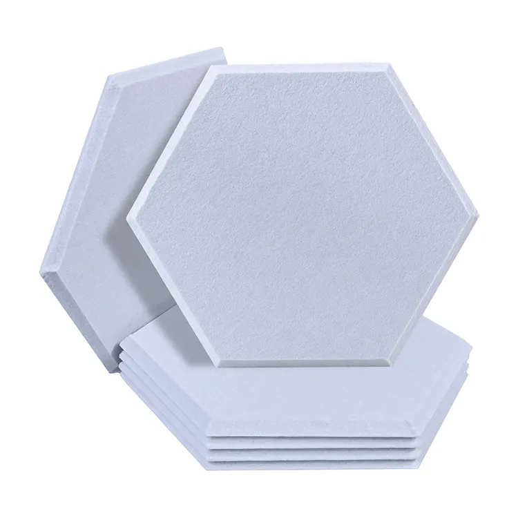 9mm 12mm thick Bevel Edge Polyester Fiber hexagon acoustic panels for wall