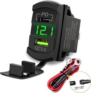 QC 3.0 USB & tipi C Rocker anahtarı tarzı şarj mavi voltmetre tekneler için, Polaris, RZR 1000, Ranger, mobil ev, RV, casus olabilir - Product Image 4
