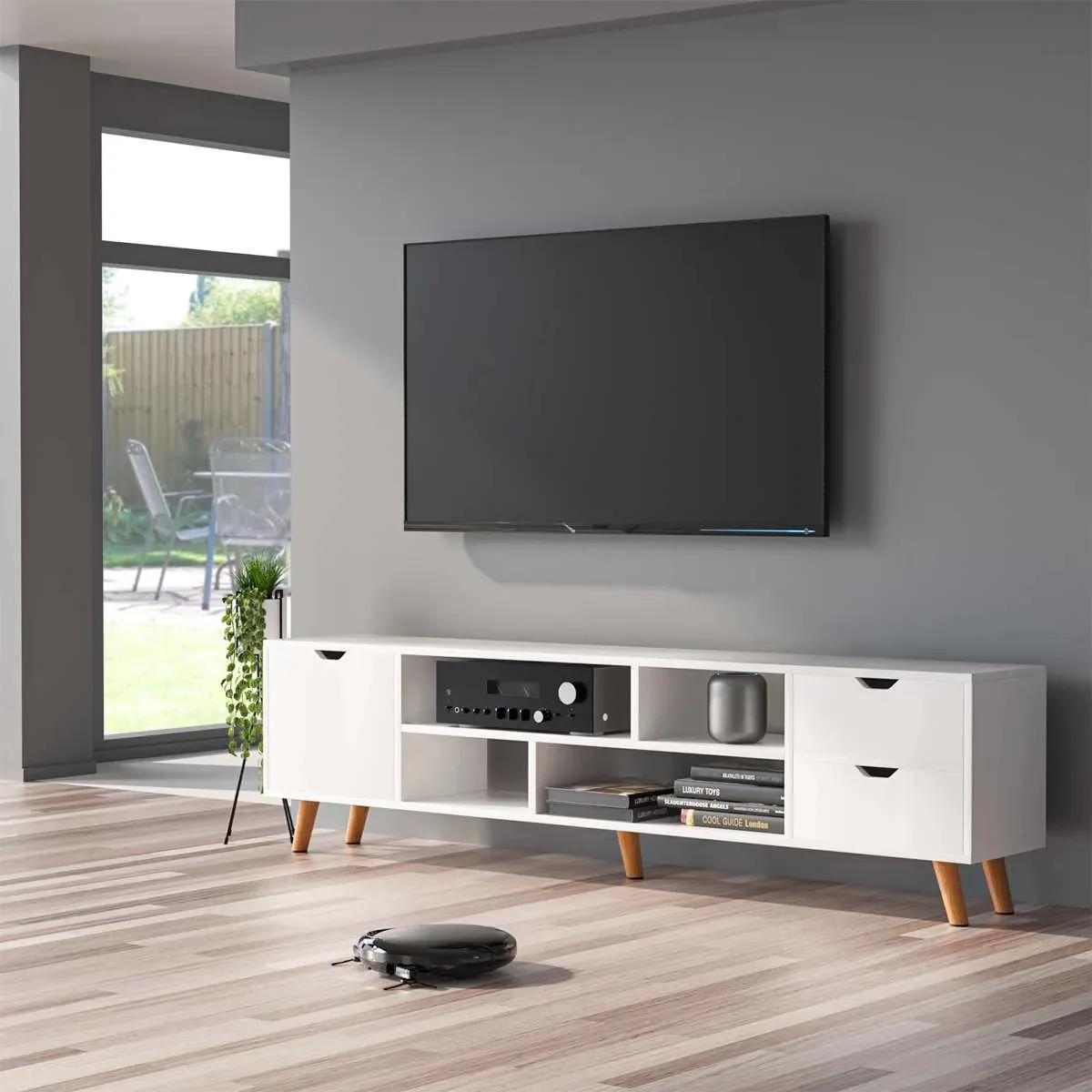 Huismeubilair Algemeen Gebruik Ontwerpen Hout Led Tv Stand Meubelkast Tv-Kast