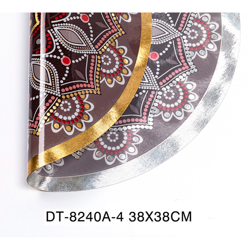 Bohemian Eco-friendly Waterproof Gold Vinyl PVC Round Placemats