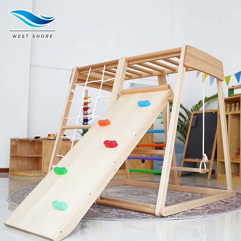 Houten Kids Klimrek Voorschoolse Gym Speelgoed Montessori Pickler Driehoek Frames Peuter Activiteit Klimmer Glijbaan Indoor Speeltuin