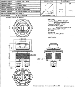 200A Pin chuyển đổi pin ngắt kết nối chuyển đổi ON OFF Kill <span class=keywords><strong>Switch</strong></span> Pin isolator cắt điện cho xe thuyền Max 32V DC 2 vị trí - Product Image 6