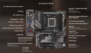 B650 Gigabyte x AX V2สนับสนุน AMD-Ryzen 9000 8000 7000 CPU AM5ซ็อกเก็ตแรม DDR5 M.2 PCIE4.0เมนบอร์ดเกม WIFI ATX - Product Image 6