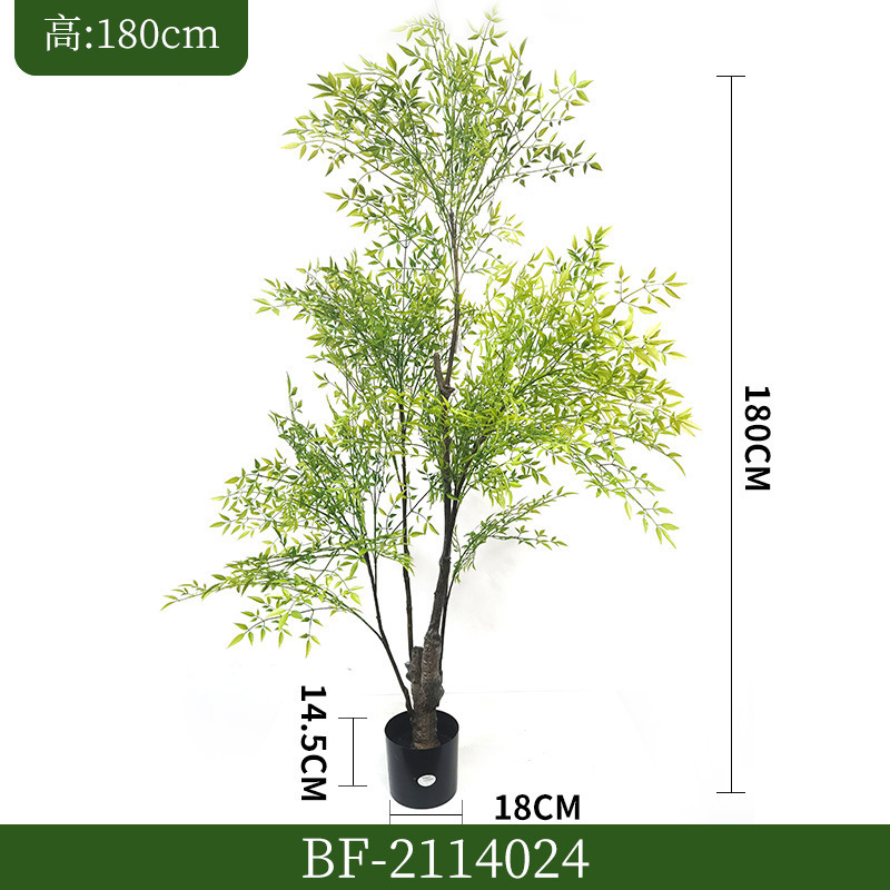 High simulation green nandina-18m-plastic base pot