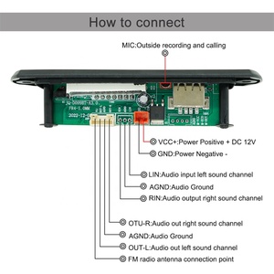 オーディオデコーダーモジュールBluetoothボイスレコーダーUSBキット12VMP3ミュージックPCBボード (LED付き) - Product Image 4