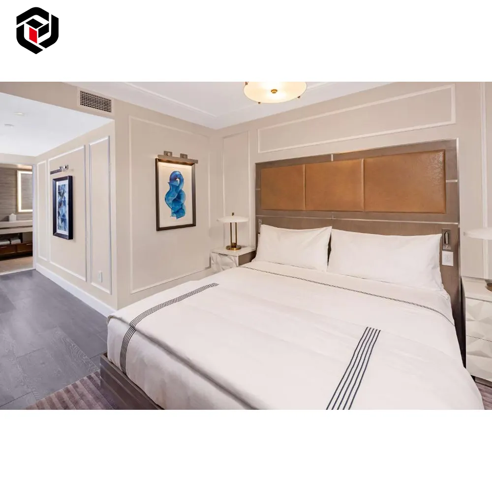 Pacote de móveis de hotel de nível cinco estrelas, móveis de hotel modernos preferenciais, móveis de hotel luxuosos de madeira