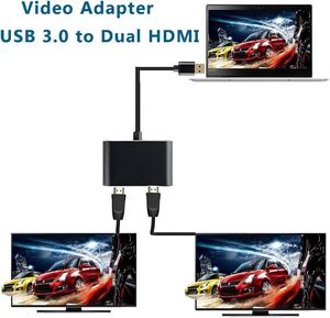 USB 3,0 Dual para adaptador HDMI Full HD Audio Video Graphics Converter Cable Compatible con Windows 7/8/8.1/10/11 Monitor Pantalla USB