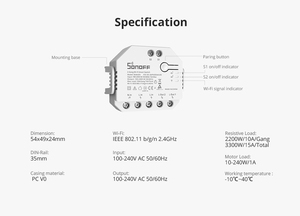 SONOFF DIY Wifi Smart Switch 2 Gang Dual <strong>R3</strong> Module Power Metering EWeLink APP <strong>Remote</strong> Control Via Alexa Google Home Siri Voice - Product Image 6