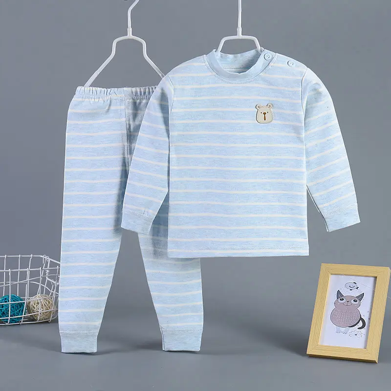 Новейший дизайн, осенняя теплая Детская Хлопковая пижама с круглым вырезом и индивидуальным логотипом